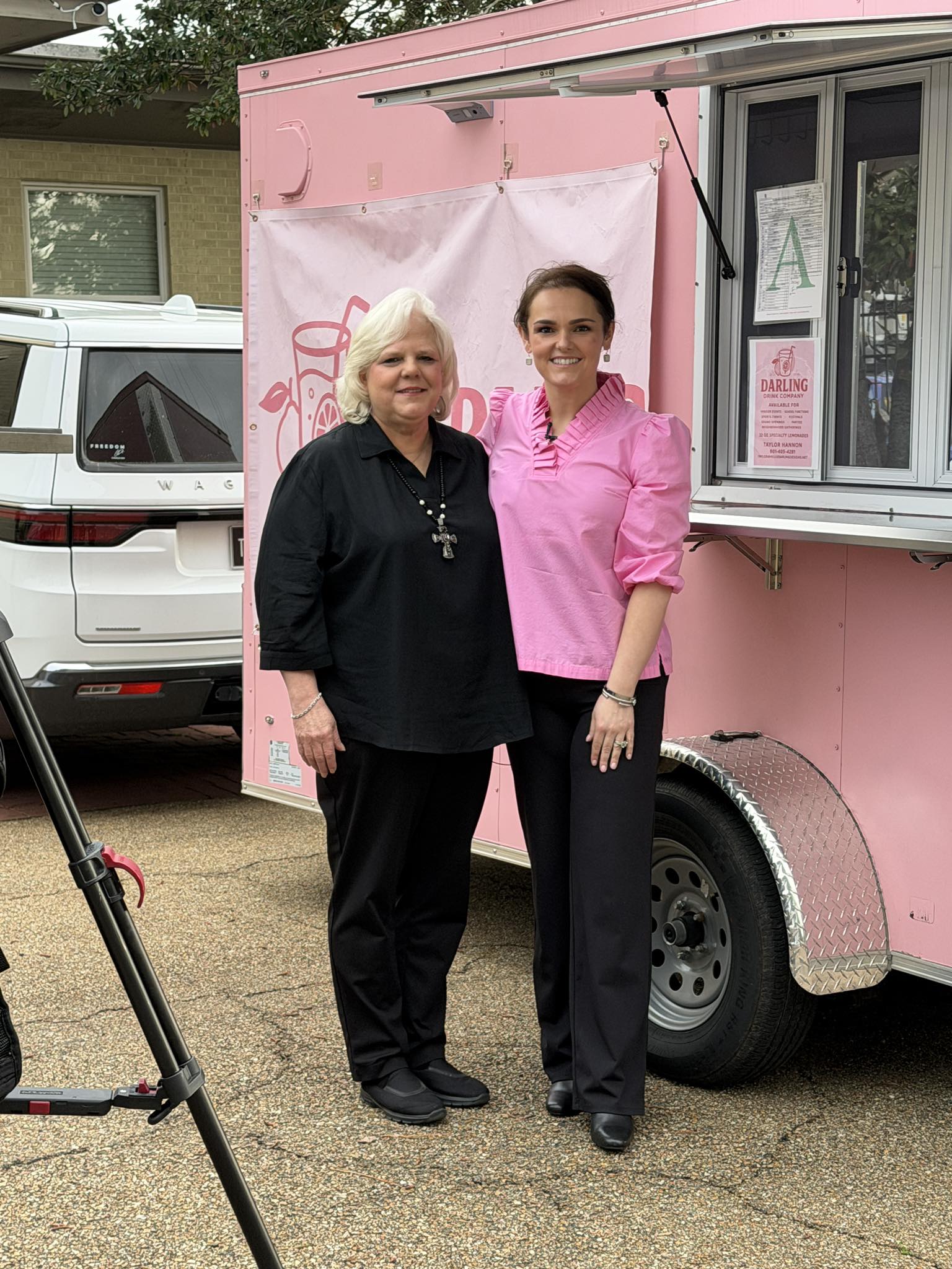 Taylor and Dee Dee at the trailer